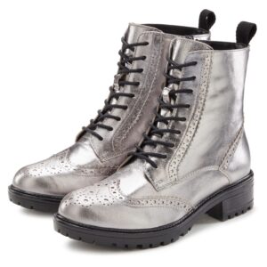 Lascana Schnuerstiefelette Ankle Boots Herbststiefelette Schnuerboots Aus Leder Zum Schnueren Mit Reissverschluss