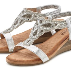 Lascana Sommerschuh Sandalette Sandale Sommerschuh Mit Leichtem Keilabsatz Und Glitzer Steinchen