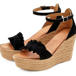 Lascana Sommerschuh Offener Schuh Sandale Keilsandalette Sandalette Aus Leder Mit Keilabsatz
