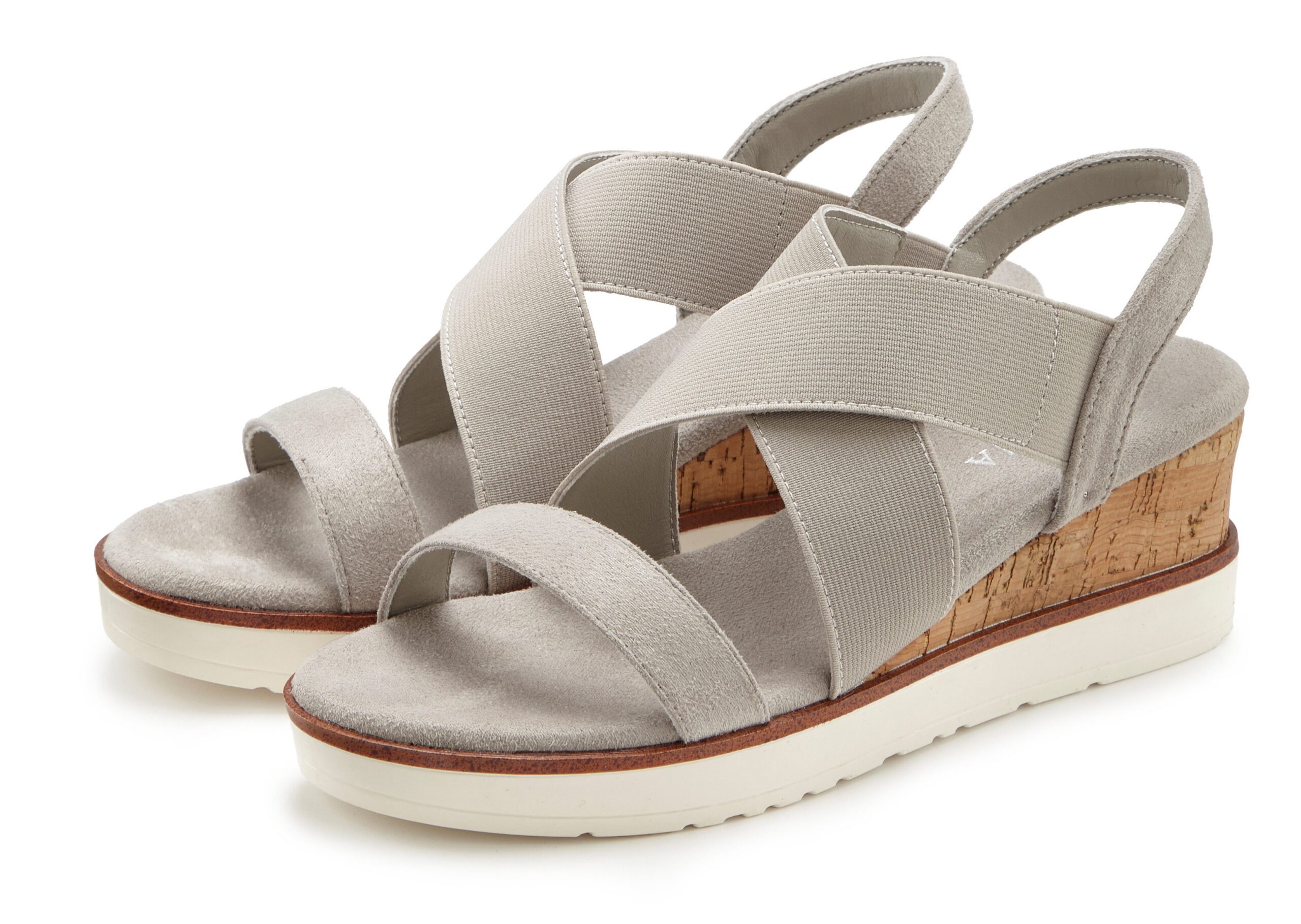Lascana Sommerschuh Offener Schuh Sandale Keilsandalette Sandalette Mit Elastischen Riemchen Vegan