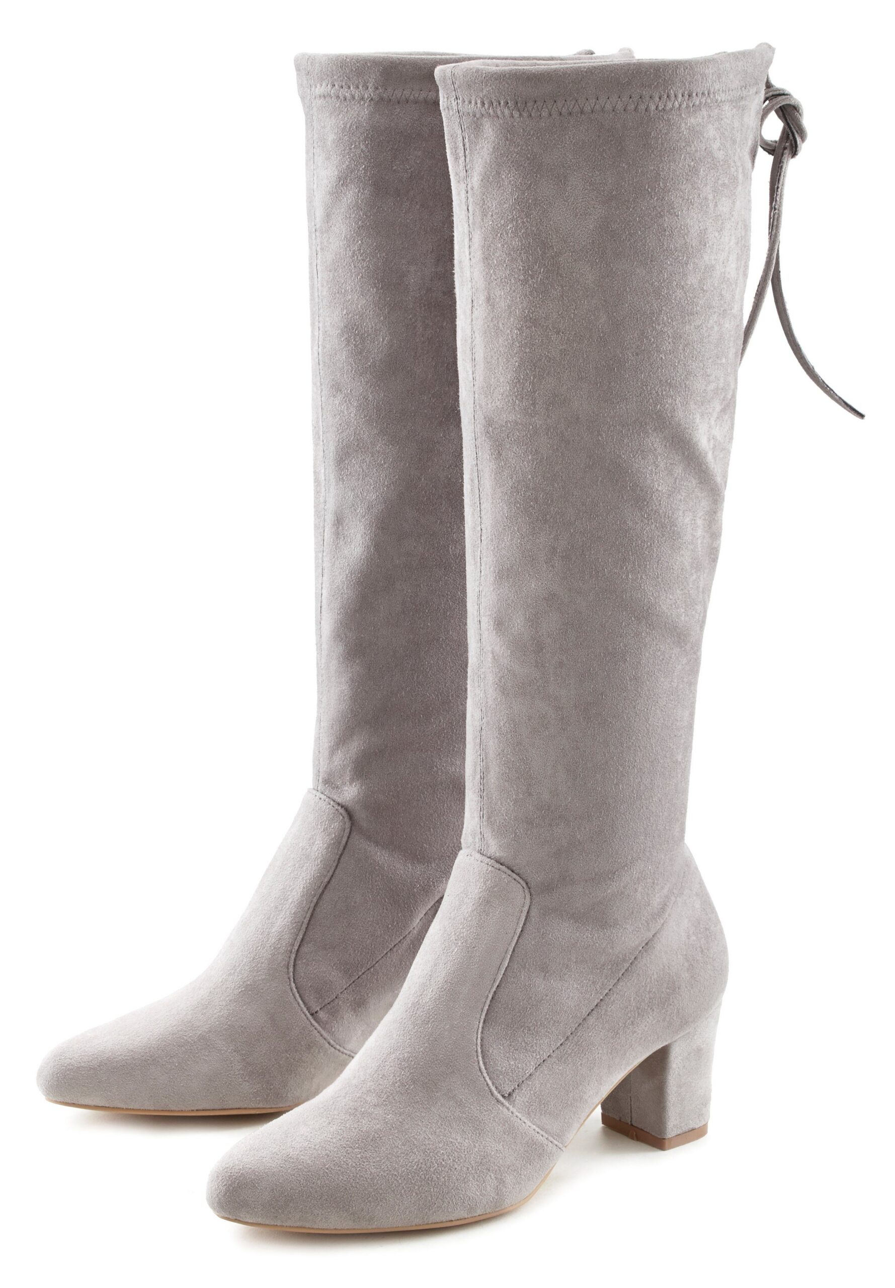 Lascana Schlupfboots Slouchy Boots Slip On Schlupfstiefel Aus Stretchigem Material Mit Blockabsatz In Elegantem Design