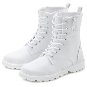 Lascana Stiefelette Zum Schnueren In Modischer Combat Optik Mit Reissverschluss Vegan