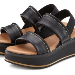 Lascana Sommerschuh Sandale Sandalette Offener Schuh Plateausandale Plateausandaletten Sandalette Aus Leder Mit Modisch Bequemer Plateausohle