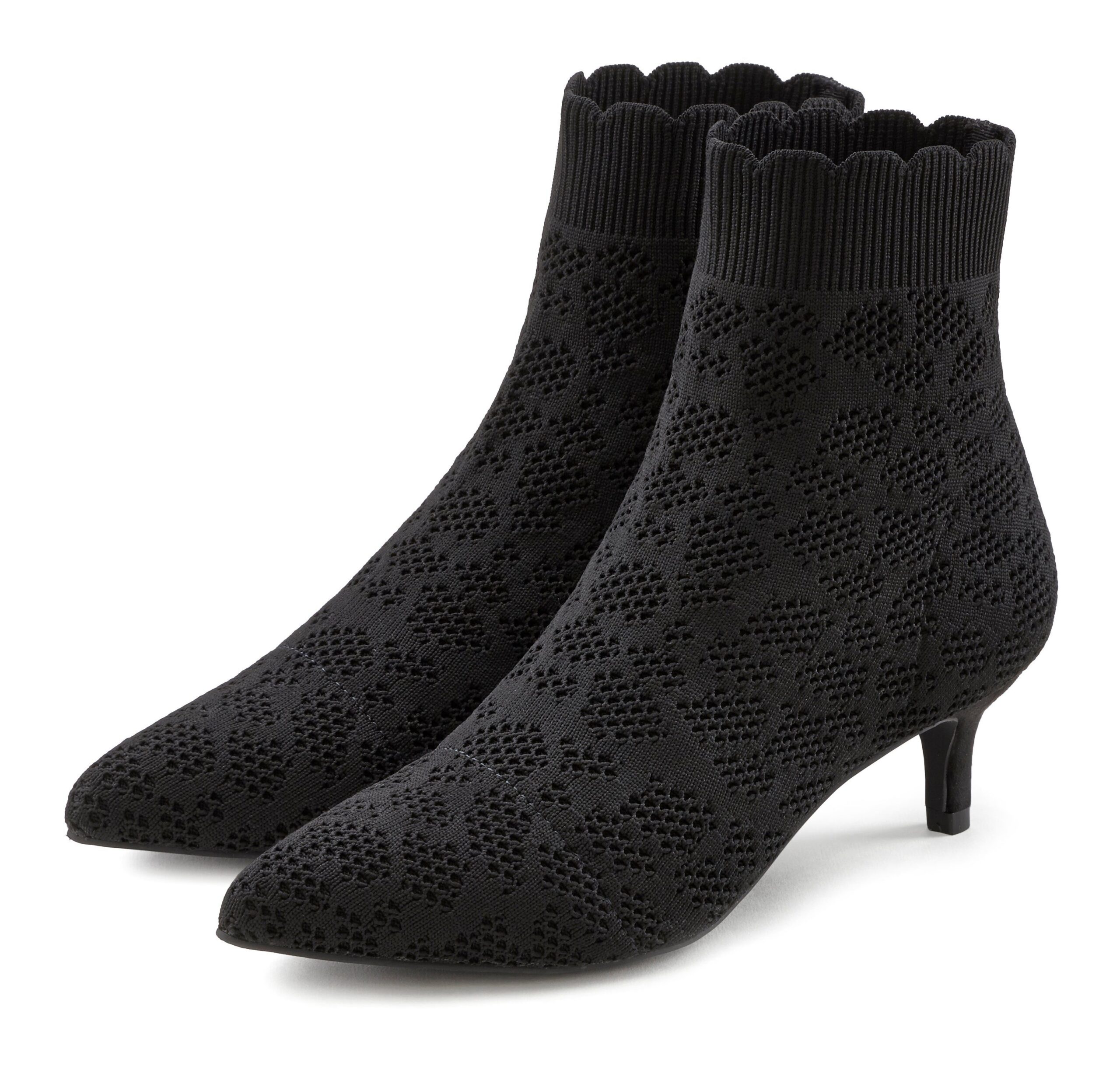 Lascana Sock Boot High Heel Stiefelette Stiefel Ankleboots Aus Elegant Elastischer Spitze
