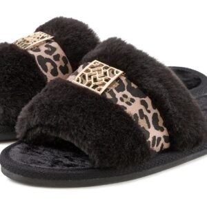 Vivance Dreams By Lascana Hausschuh Plueschhausschuh Pantolette Mit Kuscheligem Fellimitat Und Animal Print Vegan